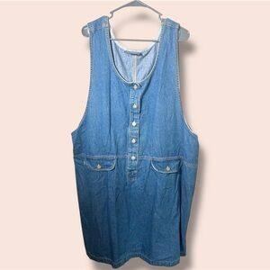 Vintage Route 66 Denim Tank Shift Dress – Approx. Size 3X, No Stretch